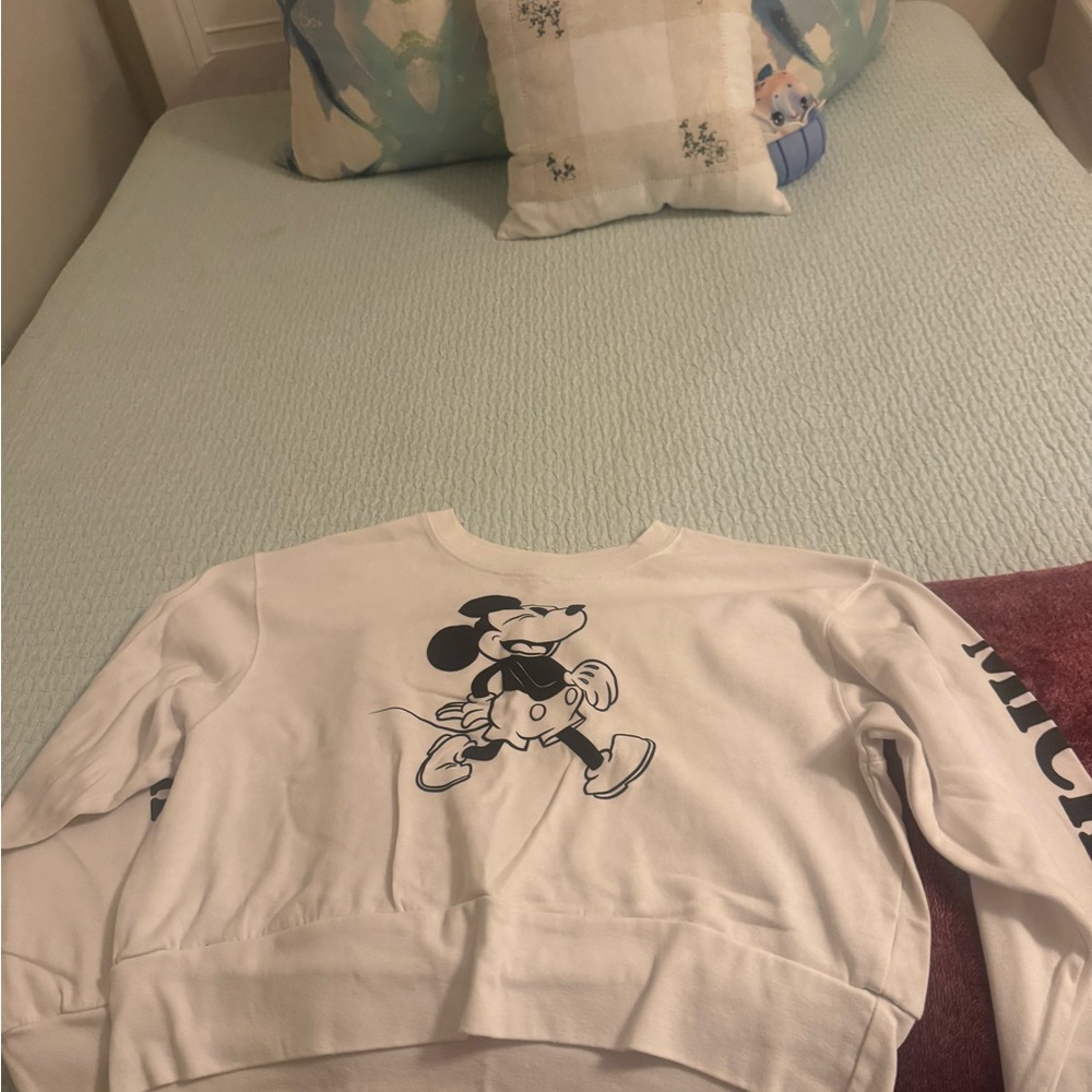 Disney White Crew Neck Mickey Mouse Sweater